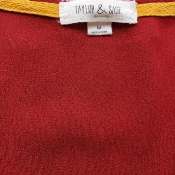 Taylor & Sage Crimson Rust Bell Sleeve Top. - Picture 3 of 6